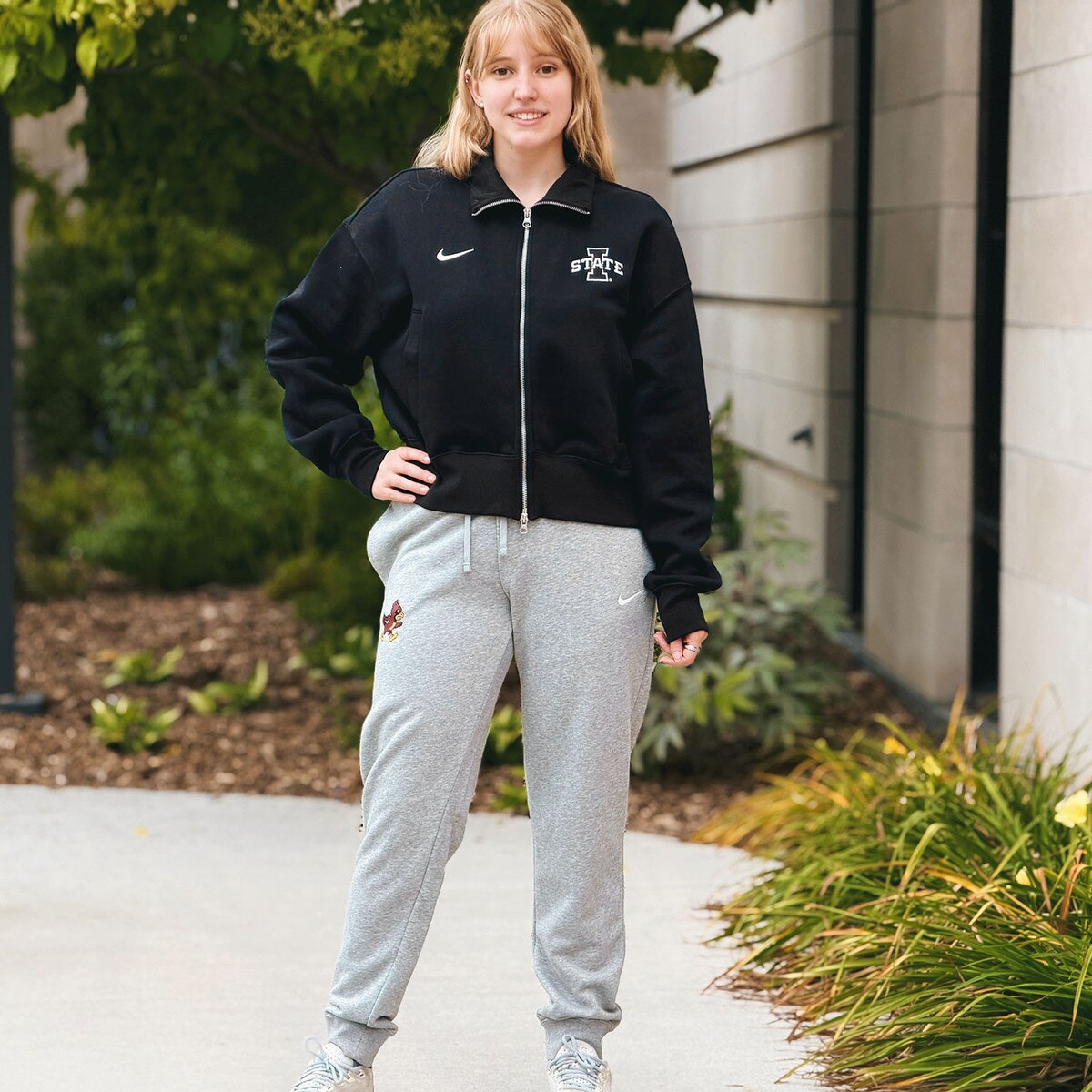 Nike Women's I-State Black Track Jacket with gray Nike Walking Cy sweatpants
